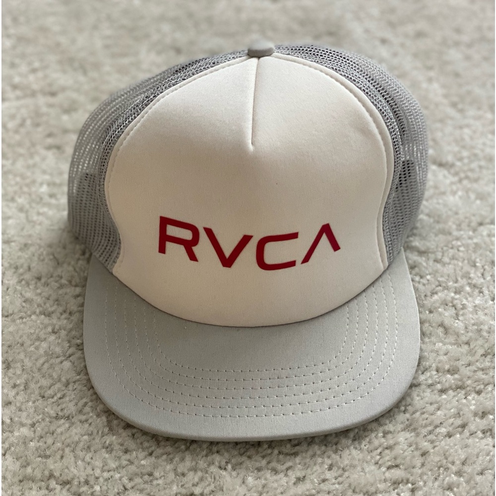 RVCA Gray and White Trucker Hat One Size